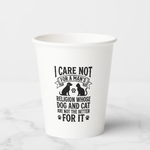 Vasos De Papel Diseño de Religión de Perro Gato Vintage Cita Aman