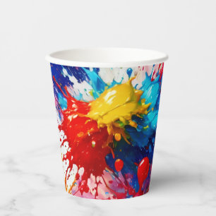 Vasos De Papel Diseño de salpicadura de pintura húmeda colorida