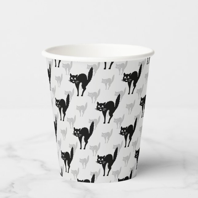 Vasos De Papel Diseño de sombra de gato negro (Anverso)