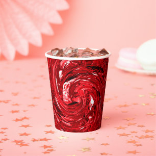 Vasos De Papel Diseño de Swirl negro rojo blanco