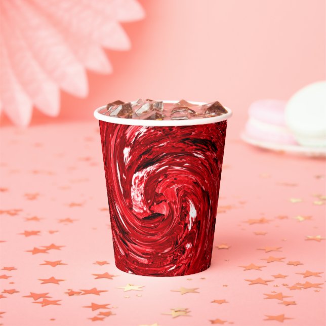 Vasos De Papel Diseño de Swirl negro rojo blanco (in situ)