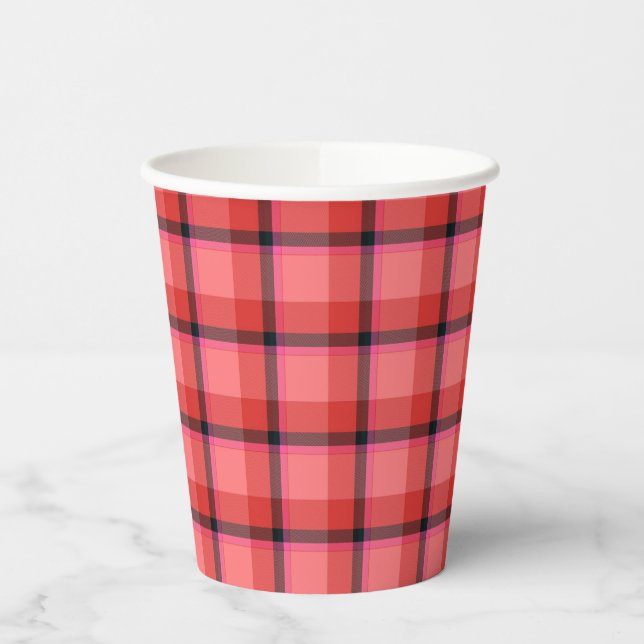Vasos De Papel Diseño de Tartán (Izquierda)
