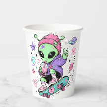 Diseño de té burbuja skater alien kawaii