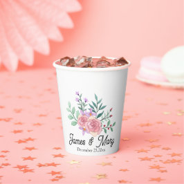 Vasos De Papel Diseño de tema de fiesta minimalista floral simple