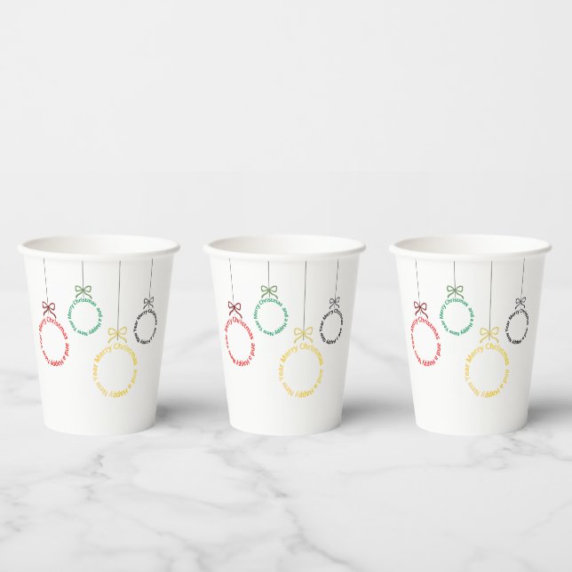 Vasos De Papel Diseño de Texto de Adornos de Navidad (Multi)