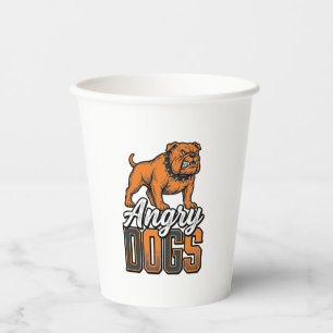Vasos De Papel Diseño de tipografía de bulldog vintage Angry Dogs