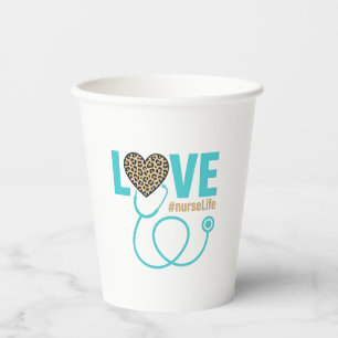 Vasos De Papel Diseño de vector de estetoscopio de leopardo de am