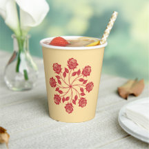 Diseño floral circular mandala de rosa roja elegan