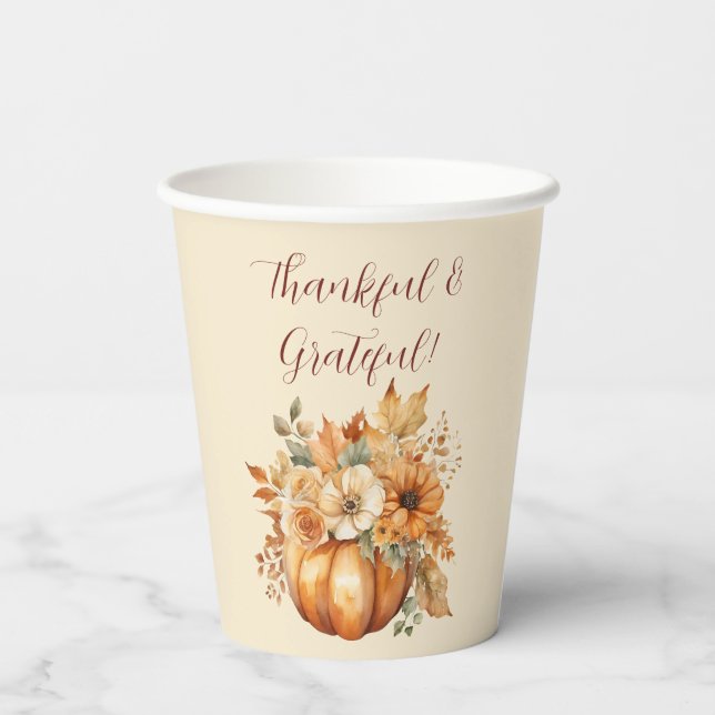 Vasos De Papel Diseño floral de calabaza acuática - (Reverso )