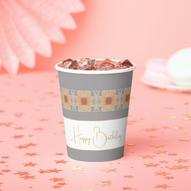 Vasos De Papel Diseño floral en papa (in situ)