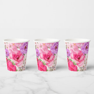 Vasos De Papel Diseño Floral Personalizado