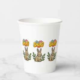 Vasos De Papel Diseño Gráfico Retro de Conejo de Primavera de los