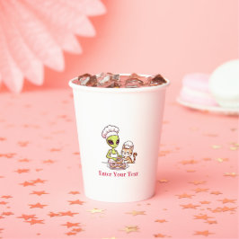 Vasos De Papel Diseño Kawaii de Gato Chef Alien Donut