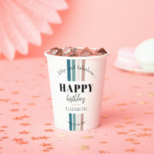Vasos De Papel Diseño Minimalista de cumpleaños en colores pastel