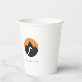 Vasos De Papel Diseño minimalista de puesta de sol en la montaña