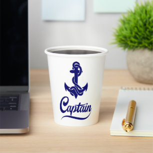 Vasos De Papel Diseño Náutico Ancla Barco de Vela Capitán