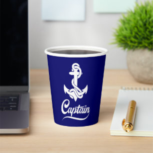 Vasos De Papel Diseño Náutico Ancla Barco de Vela Capitán
