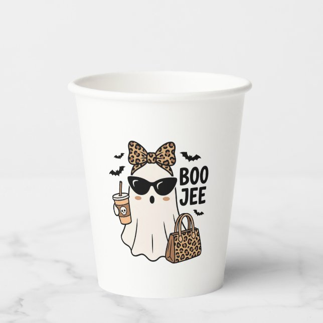 Vasos De Papel Diseño Vectorial de Lazo de Leopardo de Fantasma B (Anverso)