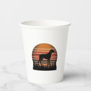 Vasos De Papel Diseño vectorial de perro de caza vintage atardece