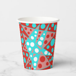 Vasos De Papel Diseños abstractos retro en rojo, blanco y turques
