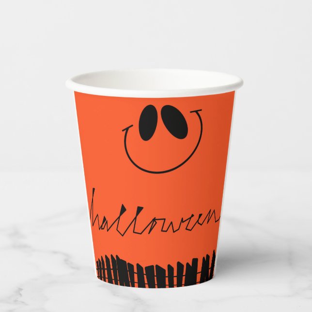 Vasos De Papel Diseños de Halloween en naranja (Anverso)