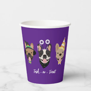 Vasos De Papel Disfraces de Halloween en Bulldog francés