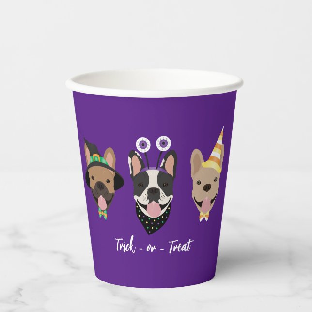 Vasos De Papel Disfraces de Halloween en Bulldog francés (Anverso)