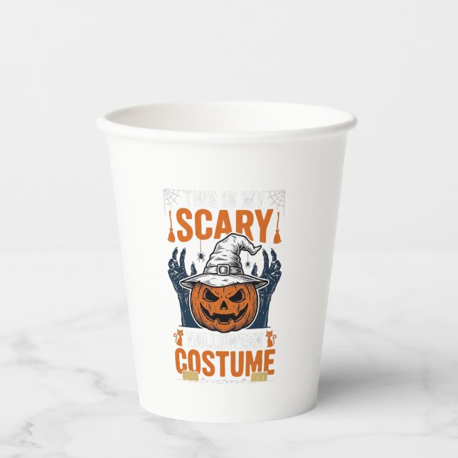 Vasos De Papel Disfraz espantoso de Halloween Camiseta de sombrer (Anverso)