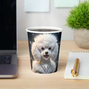 Vasos De Papel "Diva de diamantes: El glamoroso caniche en espuma