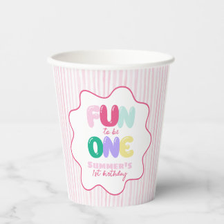 Vasos De Papel Diversión al ser uno! Rayado Colorido 1er Cumpleañ