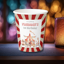 Vasos De Papel Diversión Fiesta Infantil de Circo Roja y Blanca