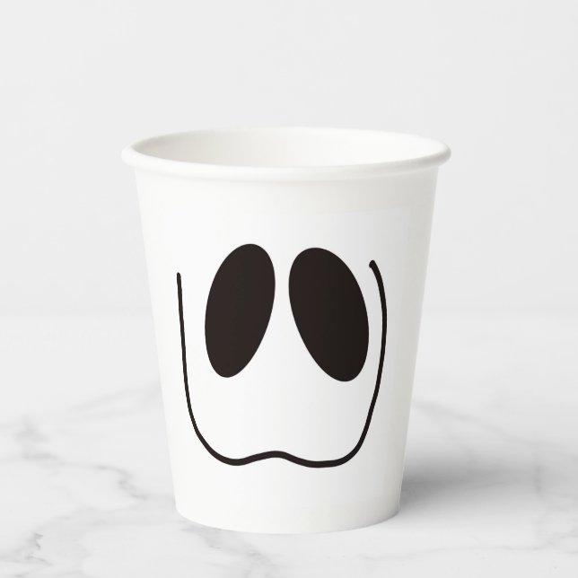 Vasos De Papel Diversión, miedo, rostro fantasma para Halloween (Anverso)
