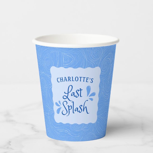 Vasos De Papel Diversión Personalizada "Último chapuzón" Despedid (Anverso)