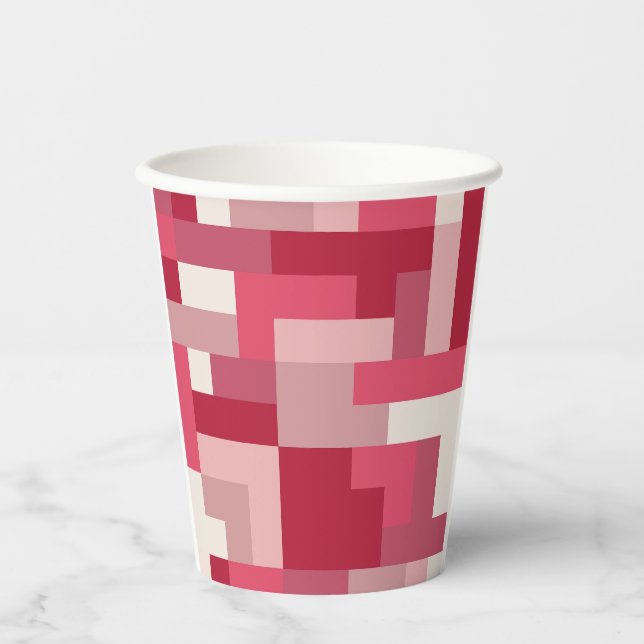 Vasos De Papel Diversos tonos de abstracto rojo (Anverso)