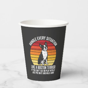 Vasos De Papel Divertida Actitud Retro de Perro Boston Terrier