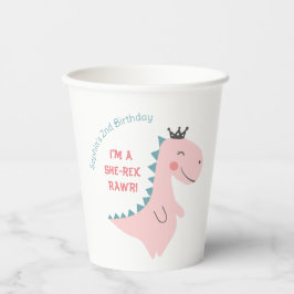 Vasos De Papel Divertida fiesta de cumpleaños de dinosaurios Verd