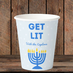 Vasos De Papel Divertida Moda "Get Lit" Personalizada Menorah Han