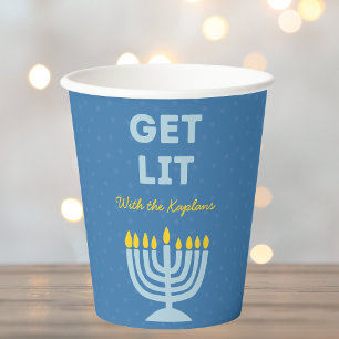 Vasos De Papel Divertida Moda "Get Lit" Personalizada Menorah Han