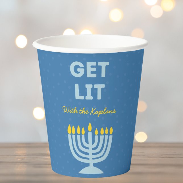 Vasos De Papel Divertida Moda "Get Lit" Personalizada Menorah Han (Subido por el creador)