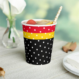 Vasos De Papel Divertido Dotado Brillante Rojo Amarillo Top Strip