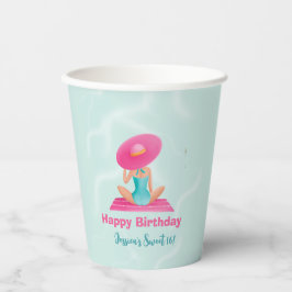 Vasos De Papel Divertido Fiesta de la piscina de verano acuarela