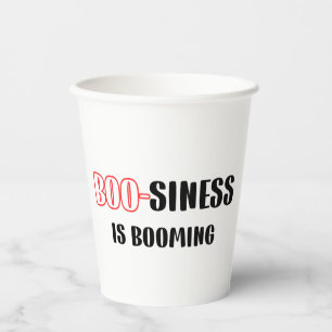 Vasos De Papel Divertido Halloween Pun - Boo-siness está creciend