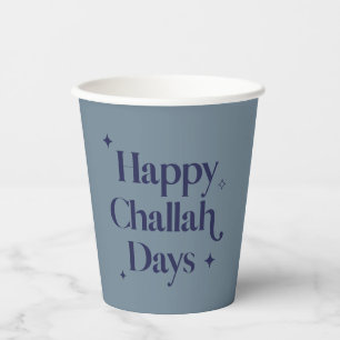 Vasos De Papel Divertido Happy Challah Days Hanukkah Blue
