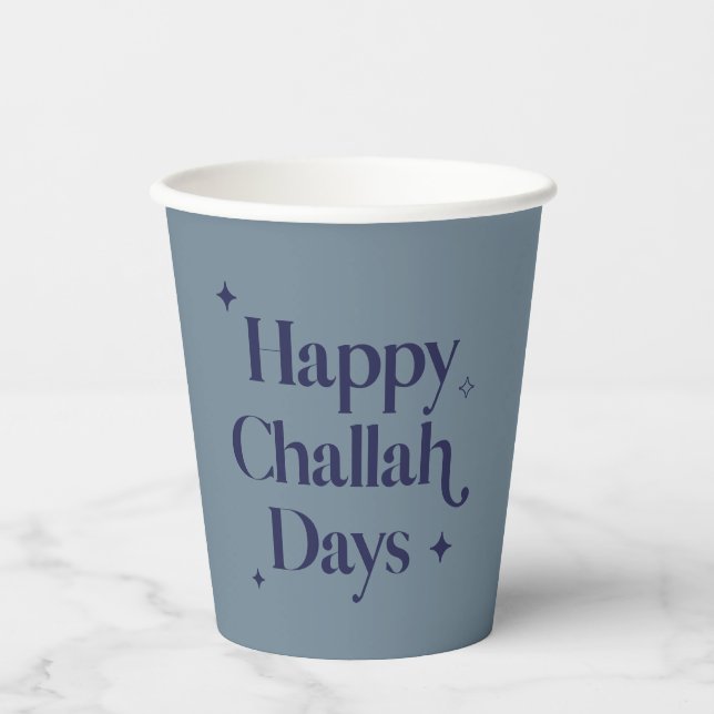 Vasos De Papel Divertido Happy Challah Days Hanukkah Blue (Anverso)