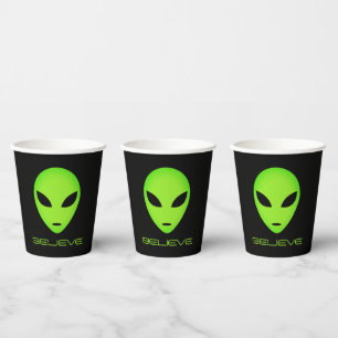 Vasos De Papel Divertido personalizado de cabeza alienígena verde
