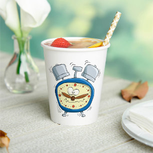 Vasos De Papel Divertido reloj despertador de dibujos animados de