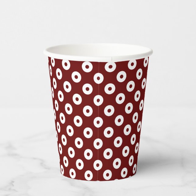 Vasos De Papel Divertido rojo oscuro con puntos de polka rojos y  (Derecha)