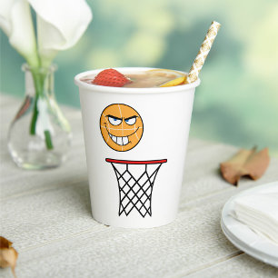 Vasos De Papel Divertido sonriente baloncesto cara a zumbar
