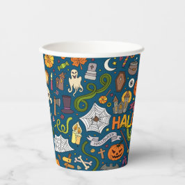 Vasos De Papel Divertido tema colorido de Halloween en Cuadros de