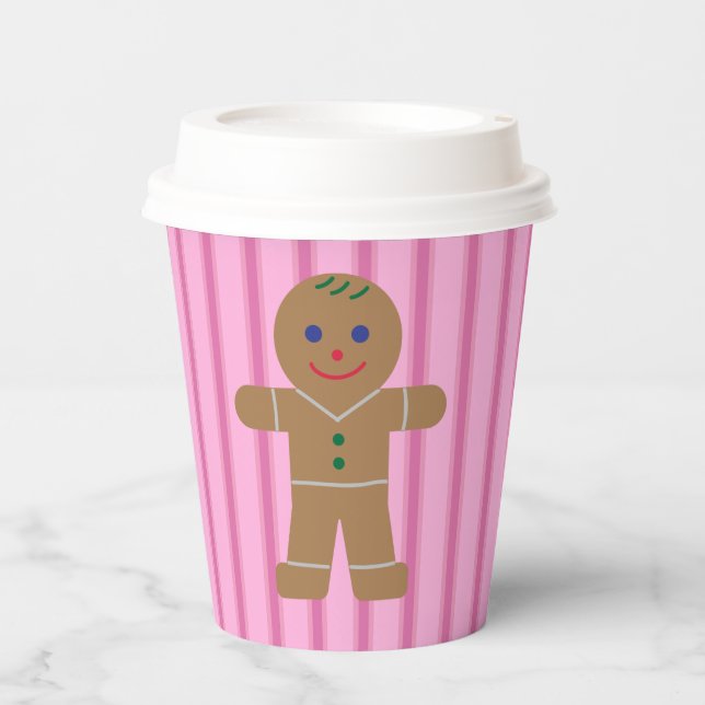 Vasos De Papel Divertido y divertido hombre de pan de jengibre ro (Anverso)